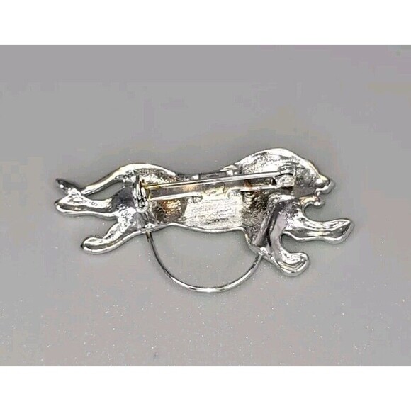 Vtg Brushed Matte Silver Tone Lion Brooch Pin Scarf Loop Classic Elegant Classy - Picture 2 of 3
